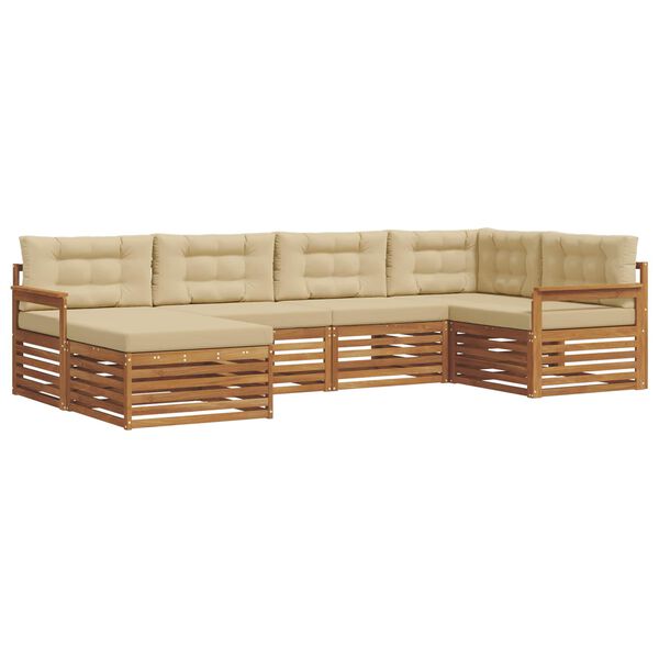 vidaXL Utomhussoffset med kudde 6 pcs Naturlig och Beige