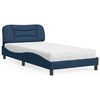 vidaXL Bed with Mattress "Hvar" Blue 100x200 cm Fabric