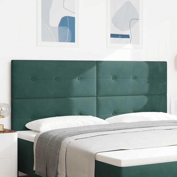 vidaXL Huvudgavel med LED -remsljus med huvudgavel Gr&ouml;n 100 cm Sammet