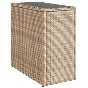 vidaXL Tr&auml;dg&aring;rdsbord med glasskiva beige 58x27,5x55 cm konstrotting