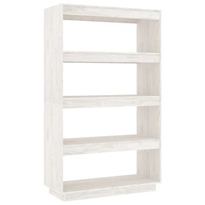 vidaXL Bokhylla/Rumsavdelare vit 80x35x135 cm massiv furu