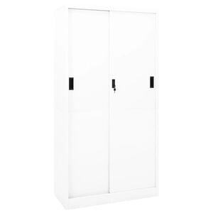 vidaXL Dokumentsk&aring;p med skjutd&ouml;rr vit 90x40x180 cm st&aring;l