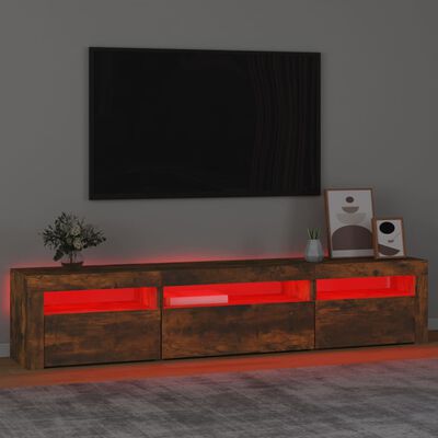 vidaXL Tv-bänk med LED-belysning Rökfärgad ek 195x35x40 cm