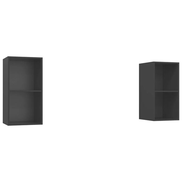 vidaXL V&auml;ggmonterade tv-sk&aring;p 2 st gr&aring; konstruerat tr&auml;