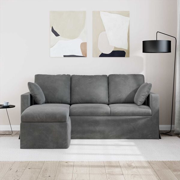vidaXL Soffa M&ouml;rkgr&aring; 198 x 134 x 80 cm Sammet