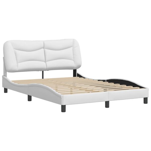 vidaXL Bed Frame without Mattress "Hvar" White 140x200 cm Faux Leather