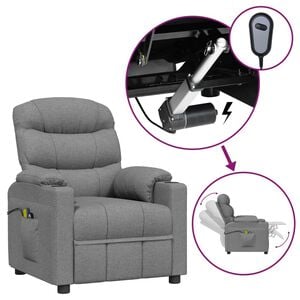 vidaXL Elektrisk massagef&aring;t&ouml;lj ljusgr&aring; tyg