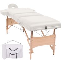 vidaXL Hopfällbar massagebänk 3 sektioner 10 cm tjock vit