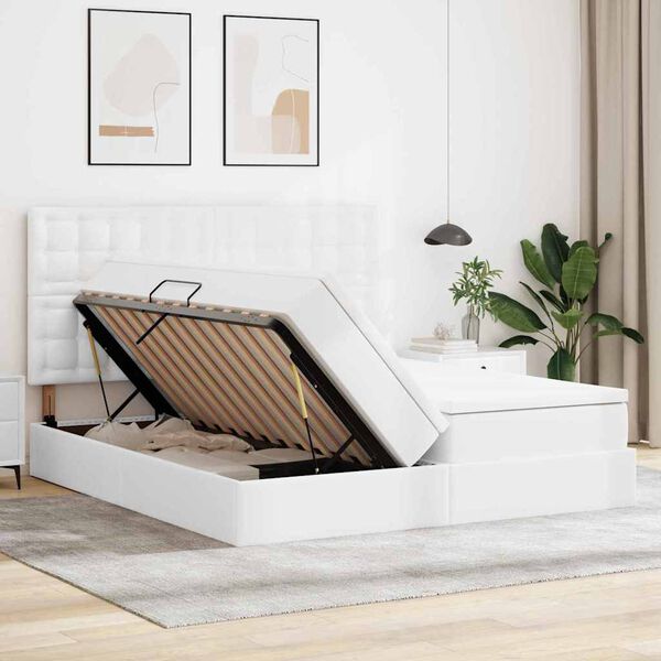 vidaXL F&ouml;rvaringss&auml;ng med madrass Ren Vit 180 x 200 cm Konstl&auml;der