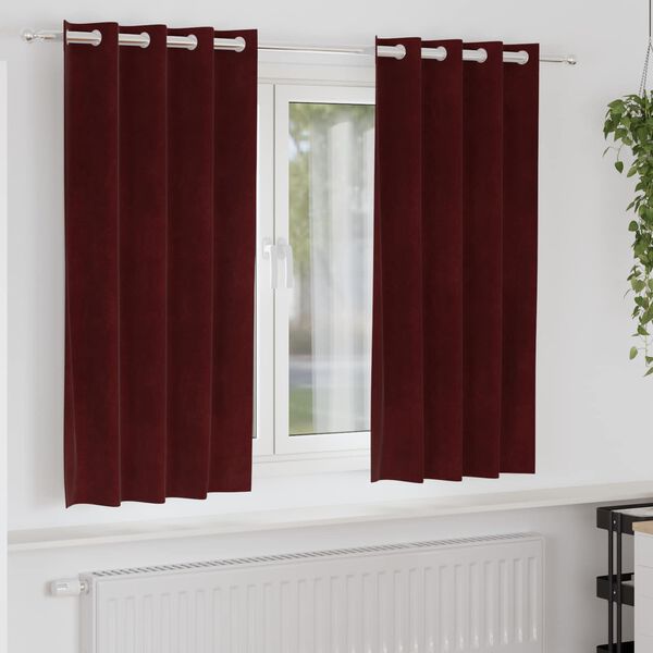 vidaXL M&ouml;rkl&auml;ggningsgardiner 2 pcs Vinr&ouml;d 140 x 175 cm Sammet