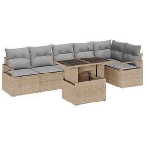 vidaXL Tr&auml;dg&aring;rdsoffset 7 st Beige konstrotting