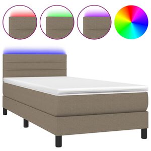 vidaXL Rams&auml;ng med madrass & LED taupe 80x200 cm tyg