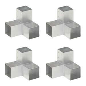 vidaXL Stolpbeslag 4 st Y-form galvaniserad metall 91x91 mm