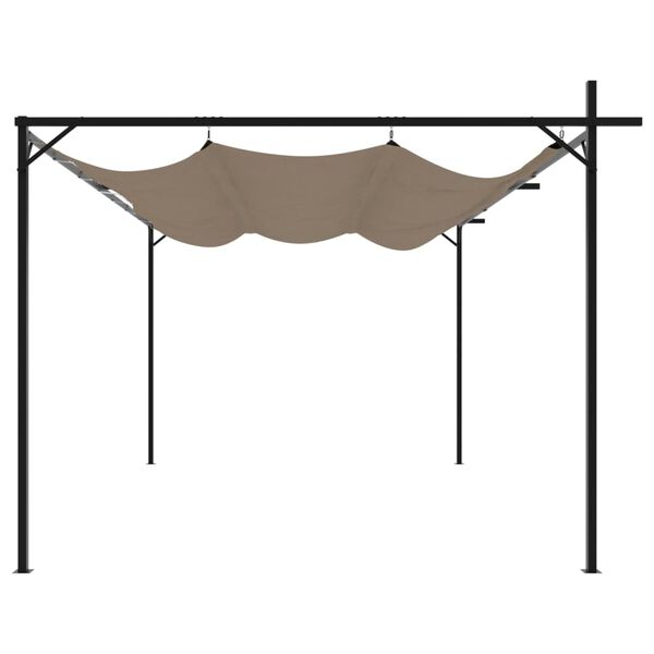 vidaXL Pergola med inf&auml;llbart tak taupe 395x292x230 cm