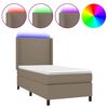 vidaXL Rams&auml;ng med madrass & LED taupe 90x200 cm tyg