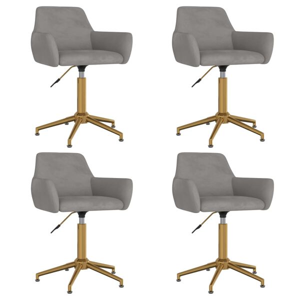 vidaXL Snurrbara matstolar 4 st gr&aring; sammet