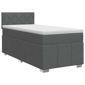 vidaXL Kontinentals&auml;ng med madrass M&ouml;rkgr&aring; 90 x 190 cm Tyg