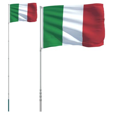 vidaXL Italiens flagga och flaggstång 5,55 m aluminium
