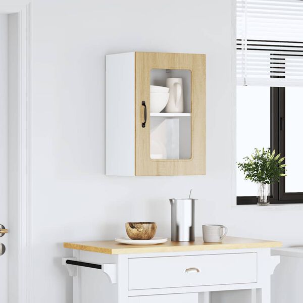 vidaXL V&auml;ggsk&aring;p f&ouml;r k&ouml;k med glasd&ouml;rr Kalmar sonoma-ek konstruerat tr&auml;