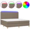 vidaXL Rams&auml;ng med madrass & LED taupe 200x200 cm tyg