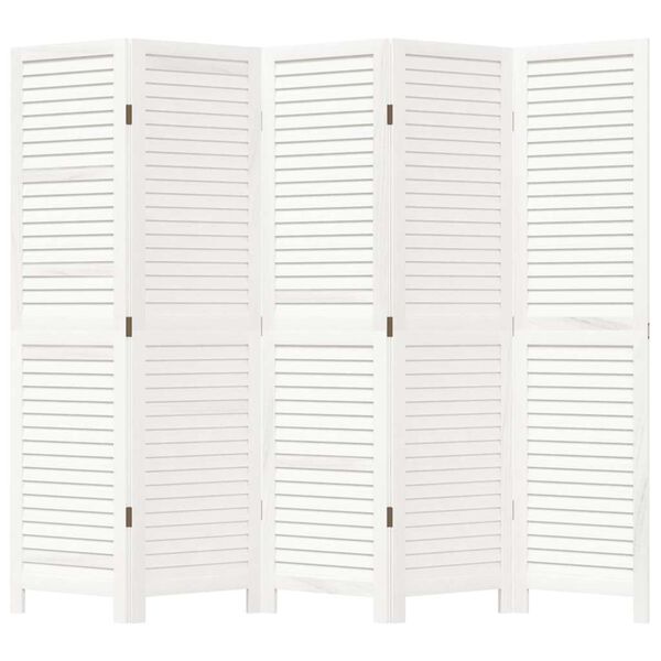 vidaXL Rumsavdelare 5 paneler vit massivt kejsartr&auml;
