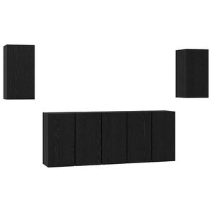 vidaXL TV-b&auml;nkset 7 pcs Svart Ek 30,5 x 30 x 60 cm Konstruerat tr&auml;