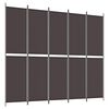 vidaXL Rumsavdelare 5 paneler brun 250x220 cm tyg