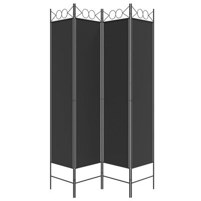 vidaXL Rumsavdelare 4 paneler svart 160x200 cm tyg