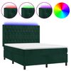 vidaXL Rams&auml;ng med madrass & LED m&ouml;rkgr&ouml;n 140x200 cm sammet