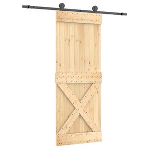 vidaXL Skjutd&ouml;rr Naturlig och svart 80 x 210 cm Massiv furutr&auml;d&ouml;rr