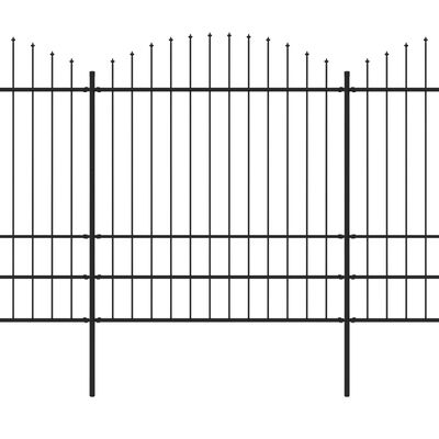 vidaXL Trädgårdsstaket med spjuttopp stål (1,75-2)x15,3 m svart