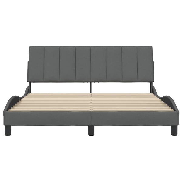 vidaXL Bed Frame without Mattress "Hanko" Dark Grey 160x200 cm Fabric