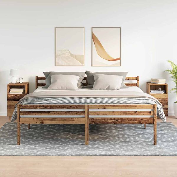 vidaXL S&auml;ngbord 2 st med 2 l&aring;dor &aring;ldrat tr&auml; 36x36x68 cm