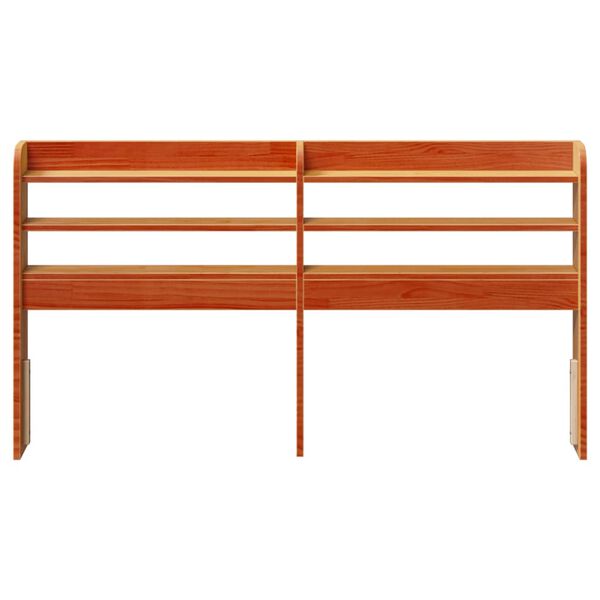 vidaXL Huvudgavel med hyllor vaxbrun 150 cm massiv furu