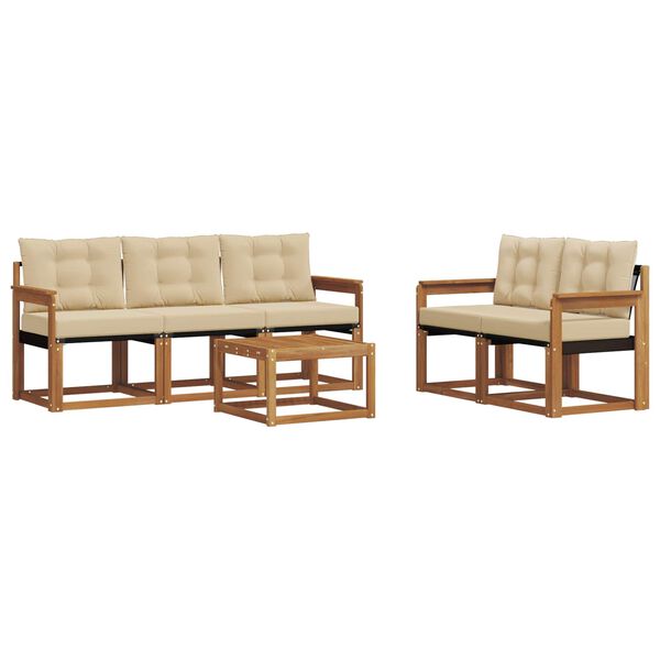 vidaXL Utomhussoffset med kudde 6 pcs Naturlig och Beige