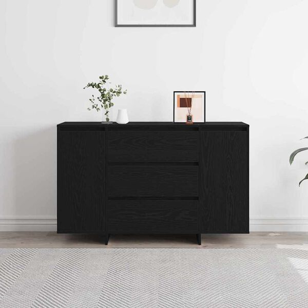 vidaXL Sideboard med låda Svart Ek 120 x 41 x 75 cm Konstruerat trä
