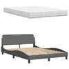 vidaXL Bed with Mattress Dark Grey 140x190 cm Fabric