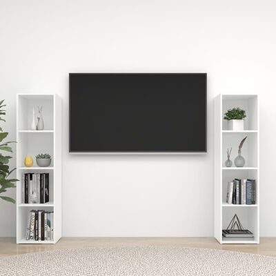 vidaXL TV-skåp 2 st vit högglans 142,5x35x36,5 cm spånskiva