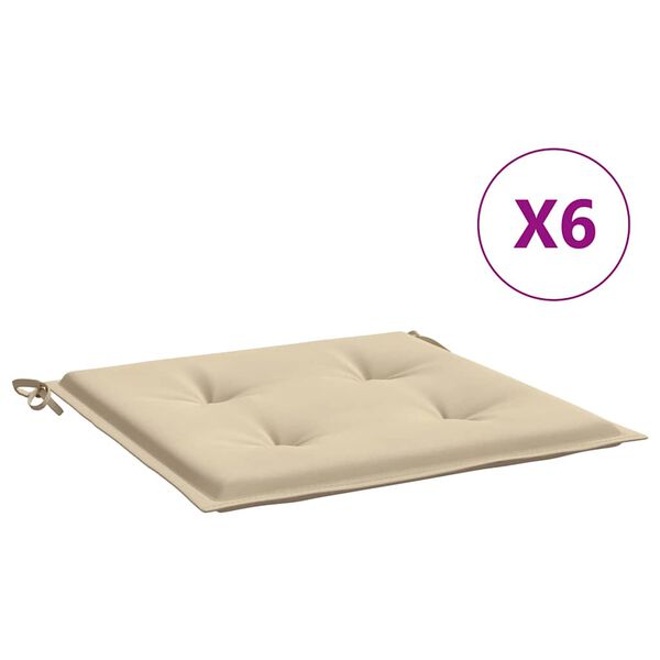 vidaXL Stolsdynor 6 st beige 50x50x4 cm oxfordtyg