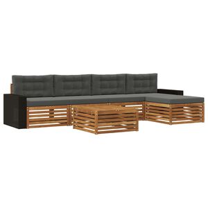 vidaXL Utomhussoffset 6 pcs Naturlig och Antracit 79 x 79 x 37 cm