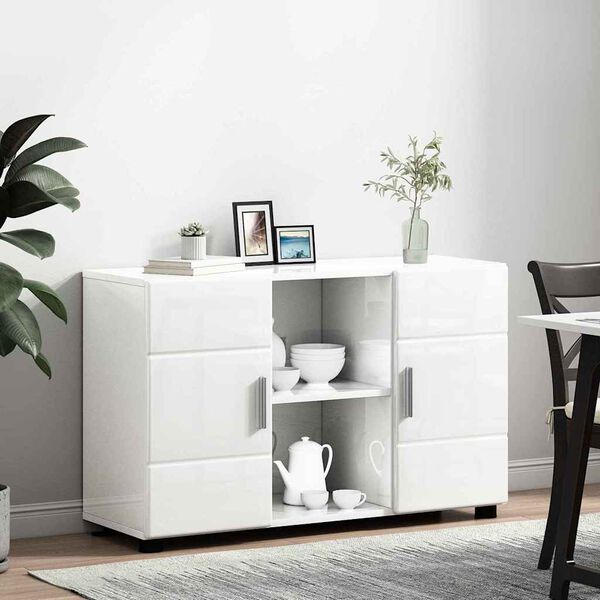 vidaXL Sideboard med hylla FLORIN H&ouml;gblanka vita 88,5 x 30,5 x 55,5 cm