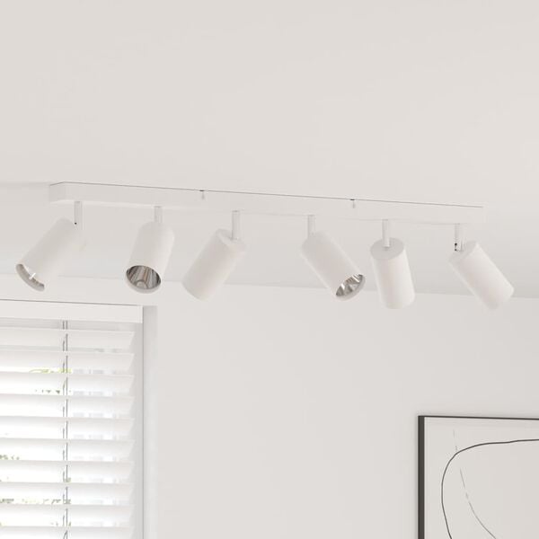 vidaXL Takspotlight med str&aring;lkastare Vit 73 x 6 x 16 cm Metall