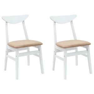 vidaXL Matstolar 2 st Massiv Gummitr&auml; Vit 42 x 47,5 x 81 cm