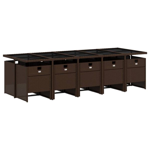 vidaXL Matgrupp f&ouml;r tr&auml;dg&aring;rden 11 delar brun konstrotting