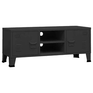 vidaXL Industriell tv-b&auml;nk svart 105x35x42 cm metall