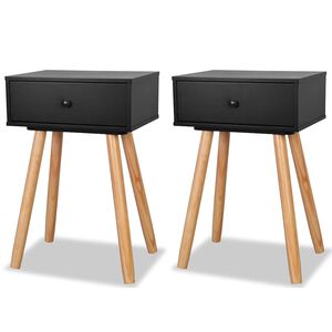 vidaXL S&auml;ngbord 2 st massiv furu 40x30x61 cm svart