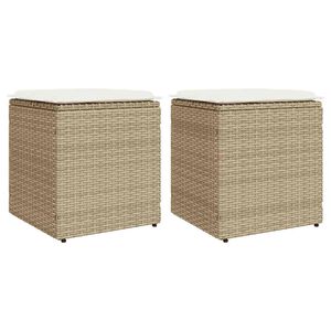 vidaXL Tr&auml;dg&aring;rdspallar med dynor 2 st, beige 40x40x43 cm konstrotting