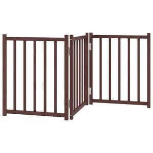 vidaXL Hundgrind hopf&auml;llbar 3 paneler brun ek 150 cm massivt grantr&auml;