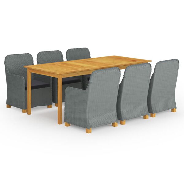 vidaXL Matgrupp f&ouml;r tr&auml;dg&aring;rden 9 delar ljusgr&aring;