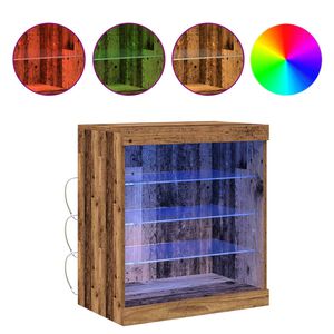 vidaXL LED-sido bord Gammalt tr&auml; 60,5 x 37 x 67 cm Konstruerat tr&auml;